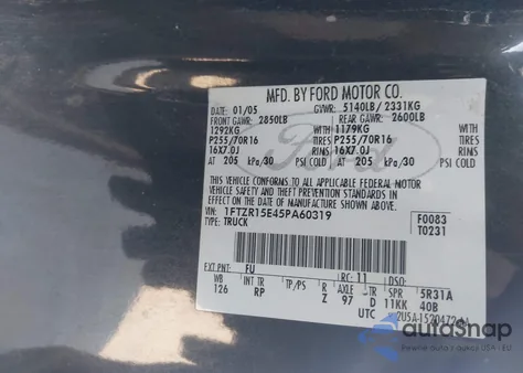 2005 Ford Ranger Edge/Xl/Xlt z USA, uszkodzony, nr VIN 1FTZR15E45PA60319